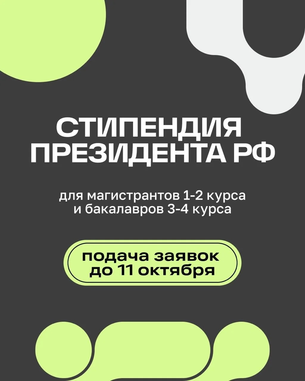 Изображение новости Студенты, рассказываем о возможности подать заявку на стипендию Президента РФ 💫